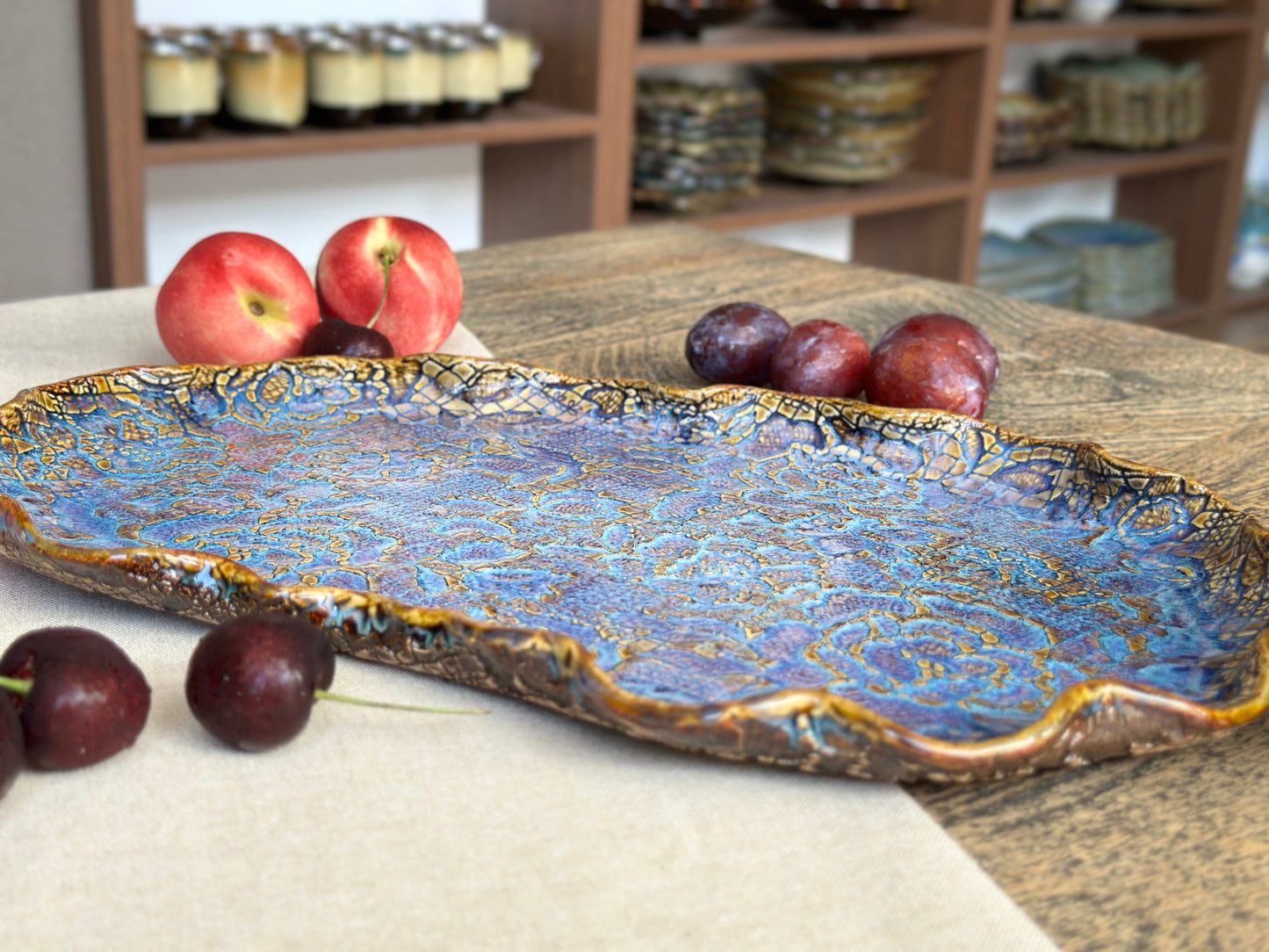 Large Cloud-Shaped Rose Platter