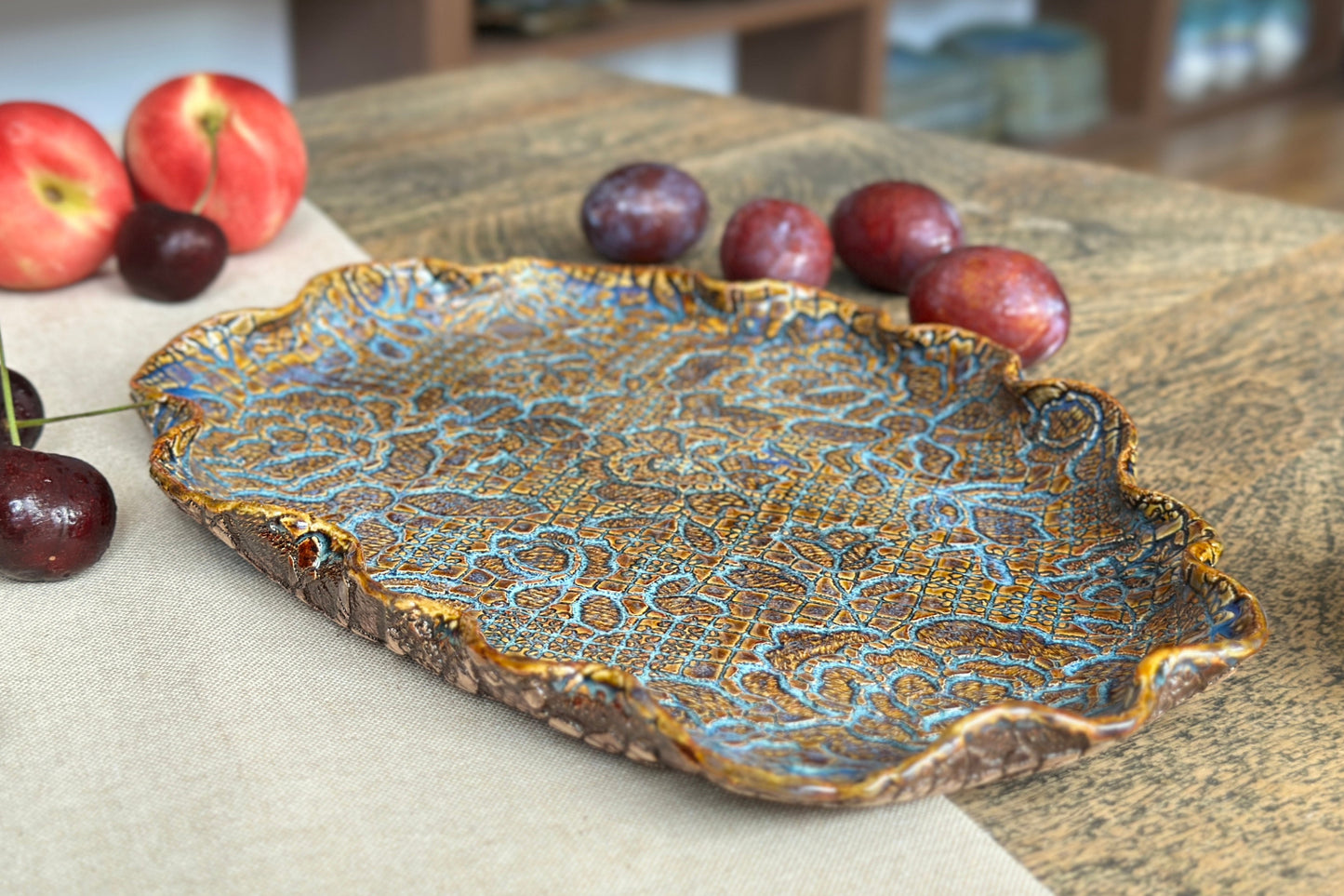 Large Cloud-Shaped Rose Platter