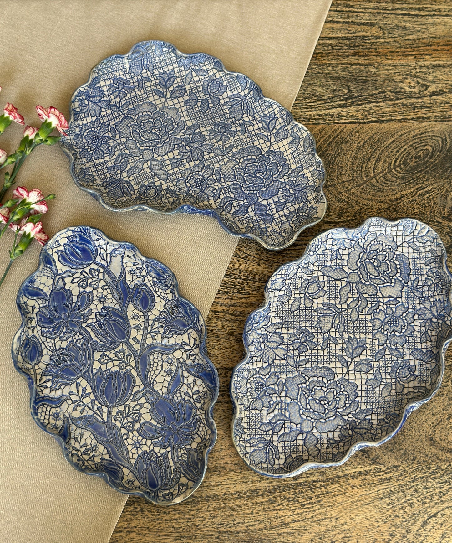 Large Oval-Shaped Rose Platter