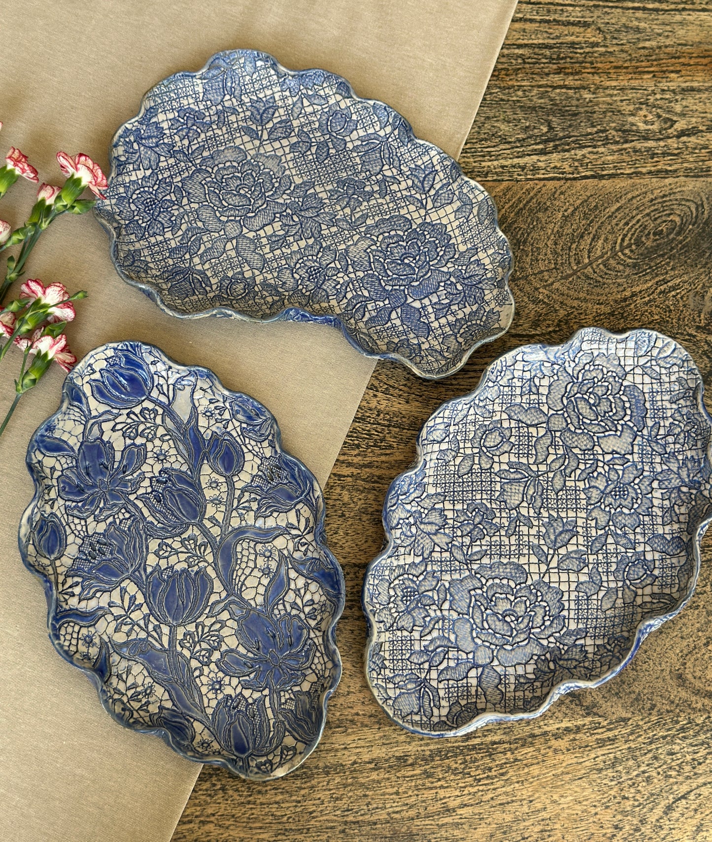 Large Cloud-Shaped Rose Platter