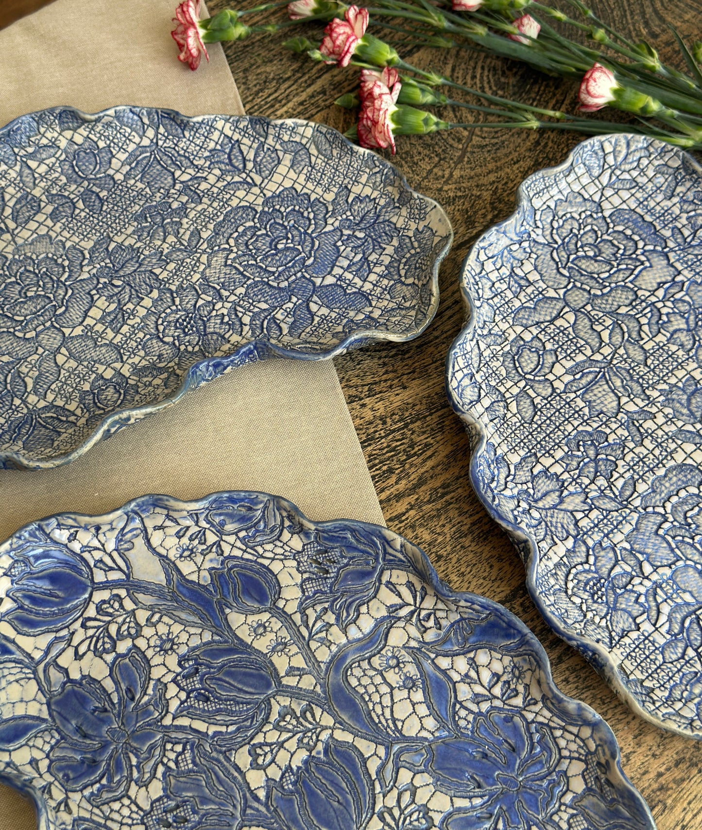 Large Cloud-Shaped Rose Platter