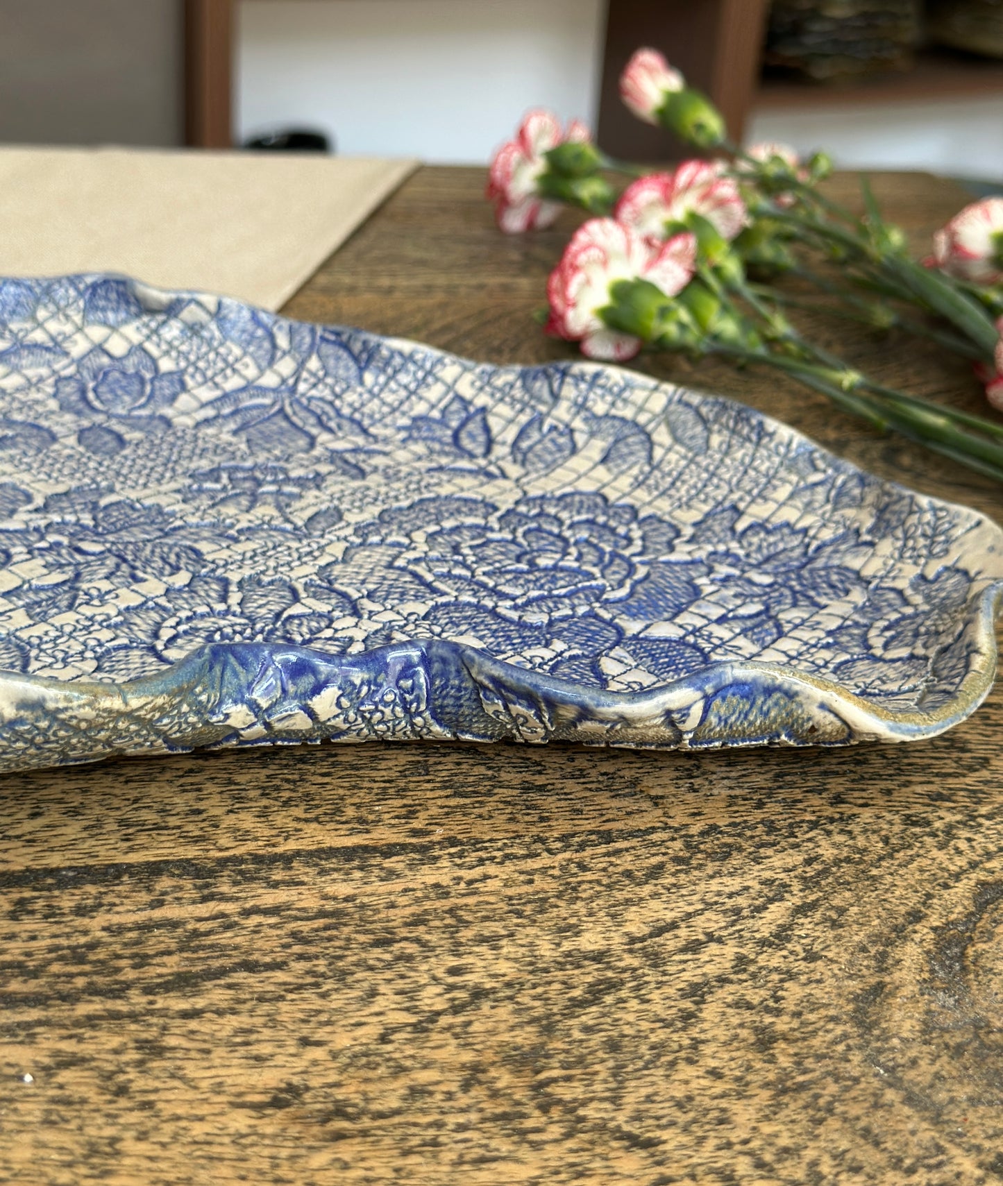 Large Cloud-Shaped Rose Platter